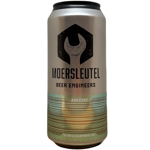 Moersleutel - Barcode: Silver & Aquamarine – barrel aged stout van Moersleutel, blik 44 cl